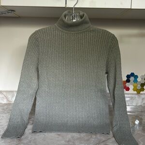 Pria pastel mint green cable knit style turtleneck sweater